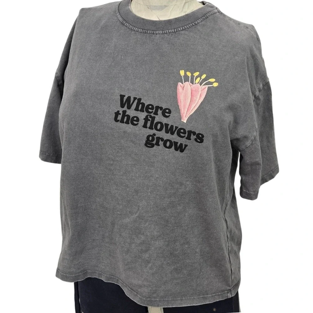 Zara Cambridge Botanic Garden Boxy Cropped Graphic Tee‎ Womens XS or Kids 11-12